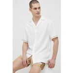 Košulja Calvin Klein za muškarce, boja: bijela, regular - bijela. Košulja iz kolekcije Calvin Klein. Model izrađen od glatke tkanine. Ima bowling ovratnik. Lagani materijal, namijenjen za toplija godišnja doba.