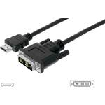 Digitus HDMI / DVI adapterski kabel HDMI A utikač, DVI-D 18+1-polni utikač 10.00 m crna AK-330300-100-S mogućnost vijčanog spajanja HDMI kabel