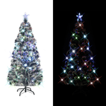 vidaXL Umjetno Božićno drvce s postoljem od čelika i LED žaruljama 210 cm