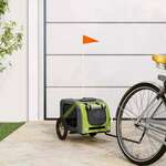 vidaXL Prikolica za bicikl za pse zeleno-siva od tkanine i željeza