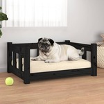 Krevet za pse crna 65,5 x 50,5 x 28 cm od masivne borovine