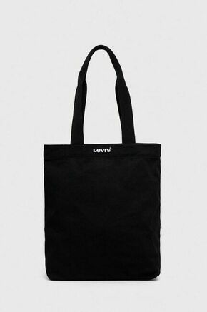Pamučna torba Levi's boja: crna - crna. Torba iz kolekcije Levi's. Model na kopčanje