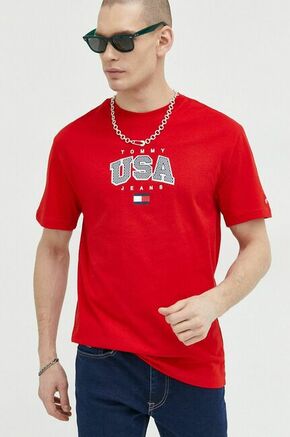 Pamučna majica Tommy Jeans boja: crvena