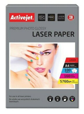 Foto papir Activejet A4 Laser Glossy 160 g