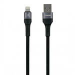 USB kabel za Lightning Foneng X79, LED, pleten, 3A, 1m (crni)