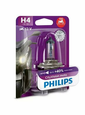 Philips CityVision Moto (12V) - do 40% više svjetlaPhilips CityVision Moto (12V) - up to 40% more light - H4 H4-CVM-1