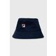 Pamučni šešir Fila boja: tamno plava, pamučni - mornarsko plava. Šešir iz kolekcije Fila. Model s uskim obodom, izrađen od materijala s aplikacijom.