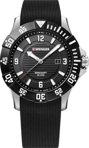 Wenger kvarčni ručni sat 01.641.132 (Ø x V) 43 mm x 11.45 mm srebrna Materijal kućišta=nehrđajući čelik Materijal (narukvica)=kaučuk