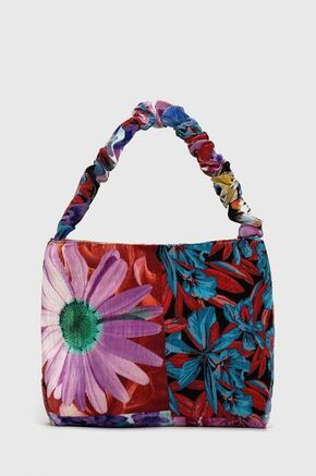 Torba Desigual - šarena. Velika shopper torbica iz kolekcije Desigual. na kopčanje izrađen od tekstilnog materijala.