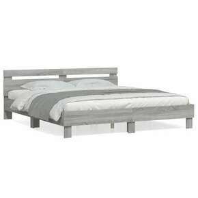 VidaXL Okvir za krevet s uzglavljem siva boja hrasta 180x200 cm drveni