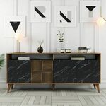 Konzola, Milan - Walnut, Black Marble