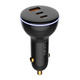 LDNIO C102 Car Charger, USB-A + 2x USB-C, 160W + USB-A/Lightning Cable (black)