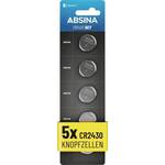 Absina gumbasta baterija CR 2430 3 V 5 St. litijev