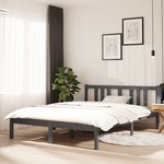 vidaXL Okvir za krevet od masivnog drva sivi 135x 190 cm 4FT6 bračni
