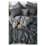 Sivo-antracit pamučna posteljina za krevet za jednu osobu/s produženom plahtom 160x220 cm - Mila Home