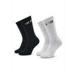 Set od 2 para ženskih visokih čarapa KARL LAGERFELD Pride 225W6002 Black/White 998