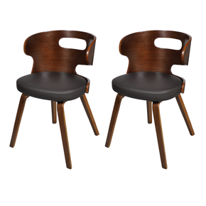 vidaXL Set od 2 blagovaonske stolice smeđim drvenim izrezanim okvirom