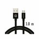 SWISSTEN kabel USB/microUSB, platneni, 3A, 3m, crni
