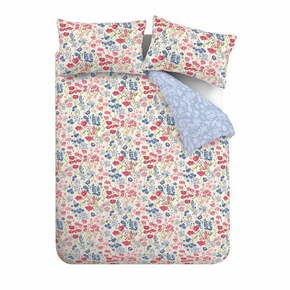 Plava/ružičasta pamučna posteljina za krevet za jednu osobu 135x200 cm Olivia Floral – Bianca