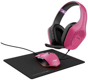 Trust GXT 790P 3-in-1 gaming miš i set slušalica USB optički ružičasta osvjetljen