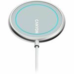 CNS-WCS100 - CANYON WS-100 Wireless charger, Input 9V/2A, 9V/2.7A, 12V/2A, Output 15W/10W/7.5W/5W, Type c cable length 1.5m, Acrylic surfaceAluminium alloy edge, 59597mm, 0.06Kg, Silver - - divh3The wireless charger for iPhone/h3pThis wireless...
