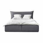 Bračni krevet presvučen tamno sivim baršunom s prostorom za odlaganje s letvicom 160x200 cm Jade - Bobochic Paris