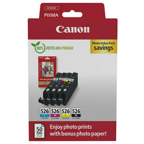 Canon tinta CLI-526 C/M/Y/BK Photo Value Pack original kombinirano pakiranje crn
