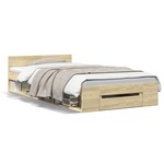 vidaXL Okvir kreveta s ladicom boja hrasta sonome 75x190 cm drveni