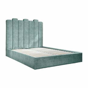 Tirkizno tapecirani bračni krevet s prostorom za pohranu s podnicom 180x200 cm Dreamy Aurora - Miuform