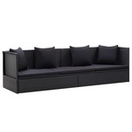 vidaXL Vrtna sofa od poliratana s jastucima i jastučićima crna