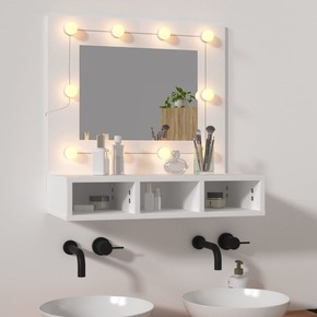 VidaXL Ormarić s ogledalom i LED svjetlima bijeli 60 x 31