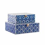 Jewelry box DKD Home Decor Blue Navy Blue Wood 24 x 20 x 8 cm (2 Units)