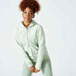 Majica dugih rukava s kapuljačom za fitness 500 Essentials ženska zelena