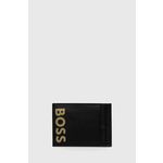 Kožni etui za kartice BOSS za muškarce, boja: crna - crna. Etui za kartice iz kolekcije BOSS. Model izrađen od prirodne kože.