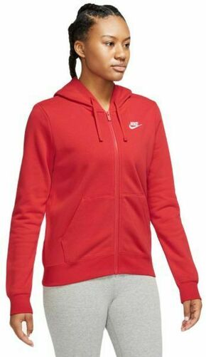 Ženski sportski pulover Nike Sportswear Club Fleece Full Zip Hoodie - university red/white