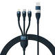 3u1 USB kabel Baseus Flash Series 2, USB-C + micro USB + Lightning, 100W, 1.2m (plavi)