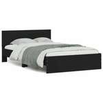 Okvir za krevet s uzglavljem i LED crni 135x190 cm