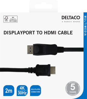 DELTACO DisplayPort to HDMI cable