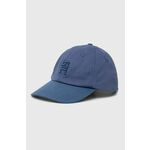 Pamučna kapa sa šiltom Tommy Hilfiger glatka - plava. Kapa s šiltom u stilu baseball iz kolekcije Tommy Hilfiger. Model izrađen od pamučne tkanine.