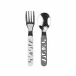 BabyOno Be Active Stainless Steel Spoon and Fork pribor Grey-White 12 m+ 2 kom