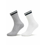 Set od 2 para ženskih visokih čarapa Emporio Armani 292303 4R227 01848 Grigio Melange/Bianco