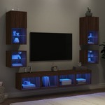 vidaXL 8-dijelni zidni TV elementi s LED svjetlima boja smeđeg hrasta