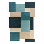 Plavo-bež vuneni tepih 180x120 cm Abstract Collage - Flair Rugs