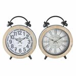 Table clock DKD Home Decor 25,8 x 8 x 32 cm Natural White Iron Traditional MDF Wood (2 Units)
