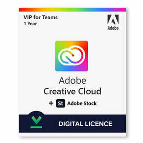 Adobe Creative Cloud VIP uključujući Adobe Stock | 1 godina po korisniku | Digitalna licenca