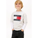 Dječja pamučna majica kratkih rukava Tommy Hilfiger siva KB0KB10340.128.176.PPY2