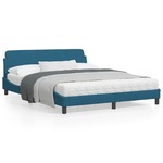 vidaXL Okvir za krevet s uzglavljem plavi 160 x 200 cm baršunasti