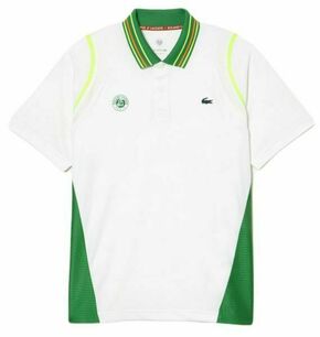 Muški teniski polo Lacoste Sport Roland Garros Edition Ultra-Dry Two Tone Polo Shirt - white/green