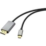 Renkforce USB-C™ / DisplayPort adapterski kabel USB-C™ utikač, DisplayPort utikač 1.00 m crna RF-4600984 USB-C™ Display kabel
