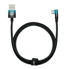 Baseus Elbow 1m 100W USB na USB-C kutni kabel (crno-plavi)